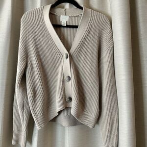 H&M Cream Cardigan Sweater with V-Neck